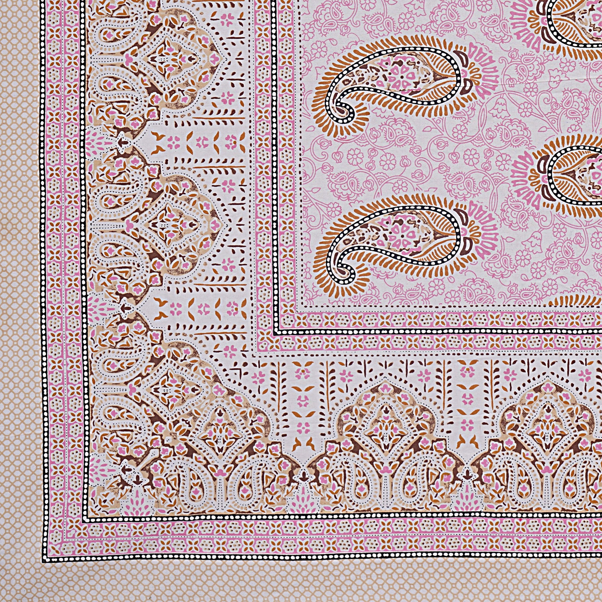 Pink Pearl Paisley Printed Double Bedsheet With 2 Pillow Covers ADB1449