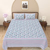 Turquoise Blue Floral Printed Double Bedsheet With 2 Pillow Covers ADB1454