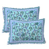 Turquoise Blue Floral Printed Double Bedsheet With 2 Pillow Covers ADB1461