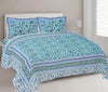 Turquoise Blue Floral Printed Double Bedsheet With 2 Pillow Covers ADB1461