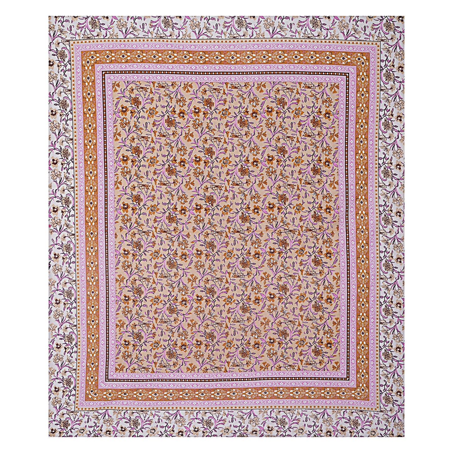 Fuchsia Pink Floral Printed Double Bedsheet With 2 Pillow Covers ADB1462