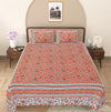 Brown Floral Printed Double Bedsheet With 2 Pillow Covers ADB1463