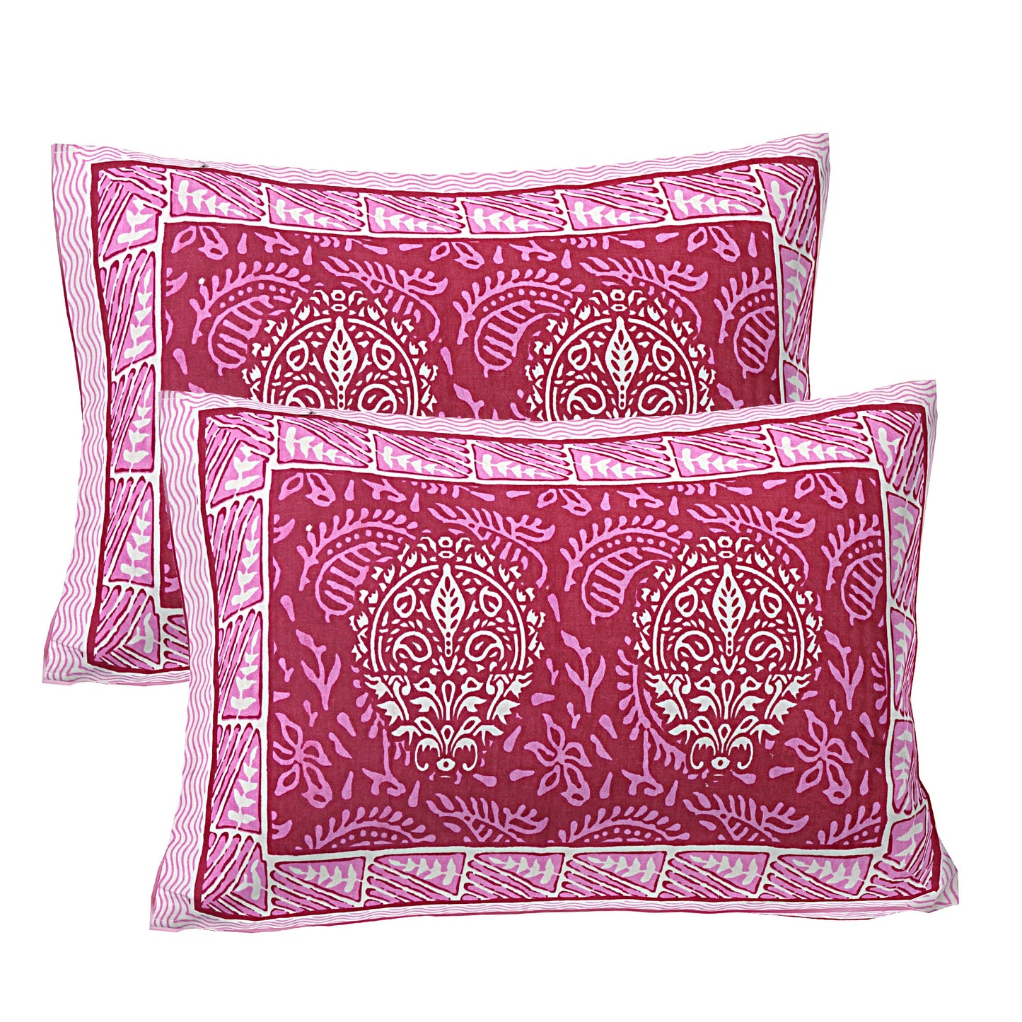 Pink Ethnic Printed Double Bedsheet With 2 Pillow Covers ADB1471