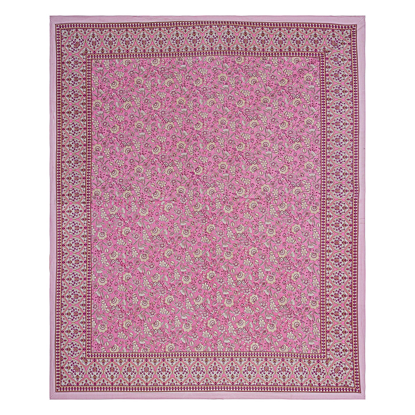 Fuchsia Pink Floral Printed Double Bedsheet With 2 Pillow Covers ADB1476