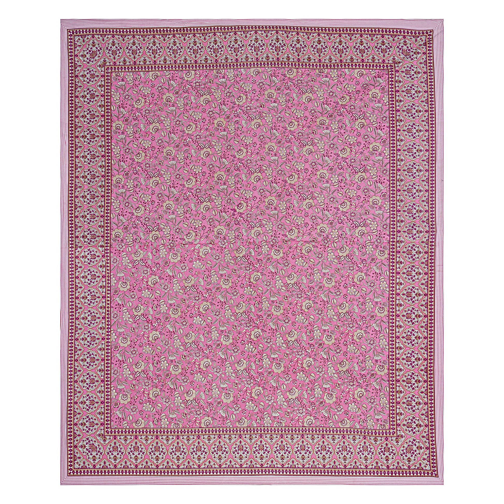 Fuchsia Pink Floral Printed Double Bedsheet With 2 Pillow Covers ADB1476