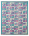 Turquoise Blue Ethnic Motifs 240 TC Cotton 1 King Bedsheet with 2 Pillow Covers ADB1480