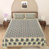 Turquoise Blue Ethnic Motifs 240 TC Cotton 1 King Bedsheet with 2 Pillow Covers ADB1482