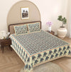 Turquoise Blue Ethnic Motifs 240 TC Cotton 1 King Bedsheet with 2 Pillow Covers ADB1482