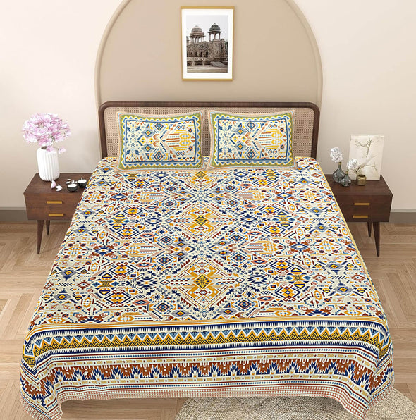 Multi Floral 240 TC Cotton 1 King Bedsheet with 2 Pillow Covers ADB1494