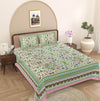 Green Floral 240 TC Cotton 1 King Bedsheet with 2 Pillow Covers ADB1495