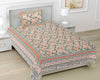 Orange Floral 180 TC Cotton Single Bedsheet with 1 Pillow Cover - BSB1095