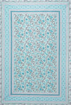 Turquoise Blue Floral 180 TC Cotton Single Bedsheet with 1 Pillow Cover - BSB1096