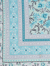 Turquoise Blue Floral 180 TC Cotton Single Bedsheet with 1 Pillow Cover - BSB1096