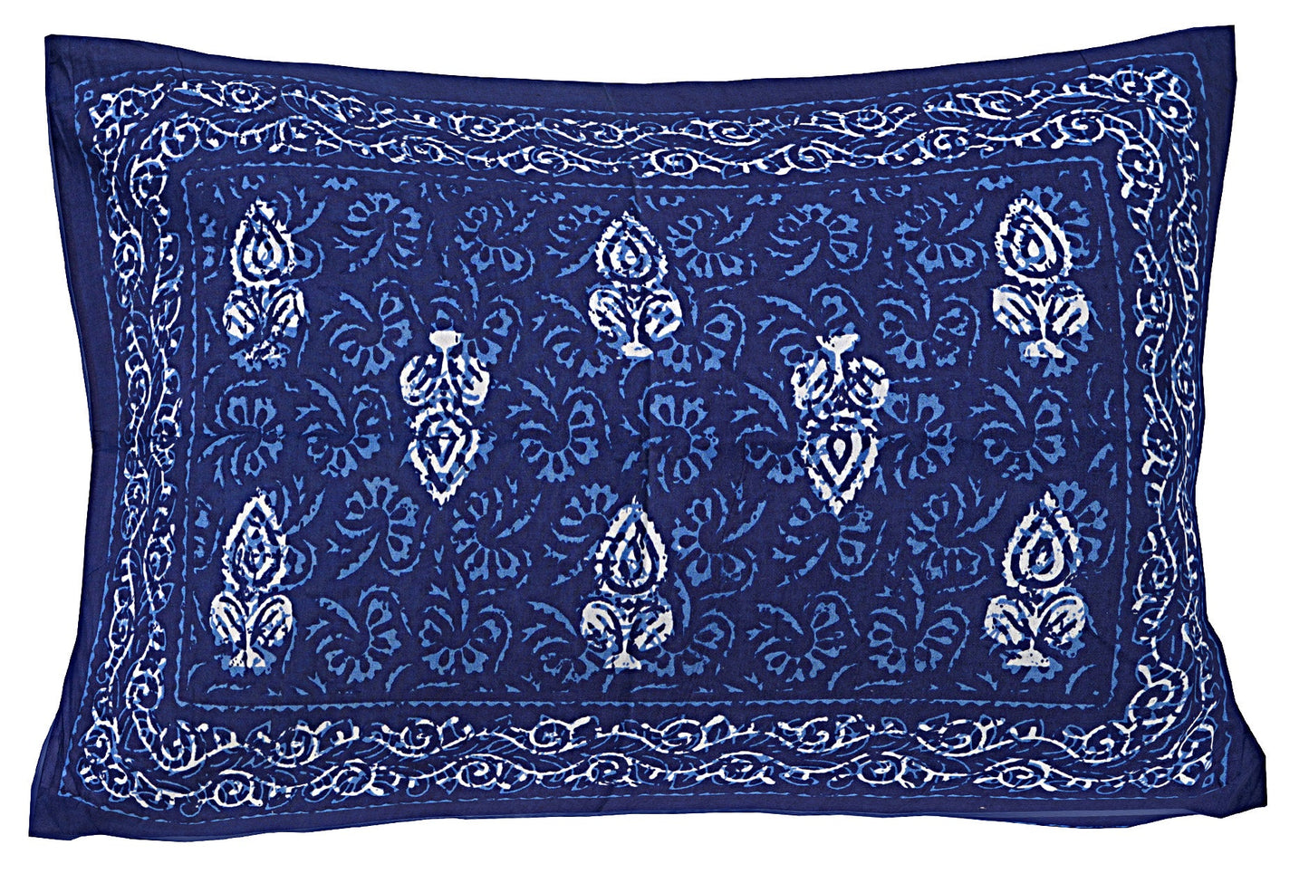 Blue Ethnic Motifs 180 TC Cotton Single Bedsheet with 1 Pillow Cover - BSB1098