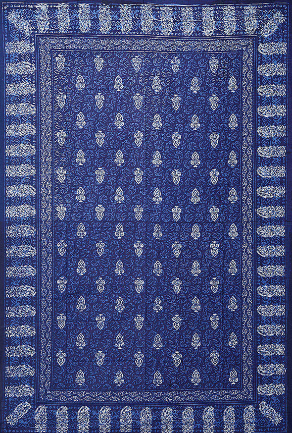 Blue Ethnic Motifs 180 TC Cotton Single Bedsheet with 1 Pillow Cover - BSB1098