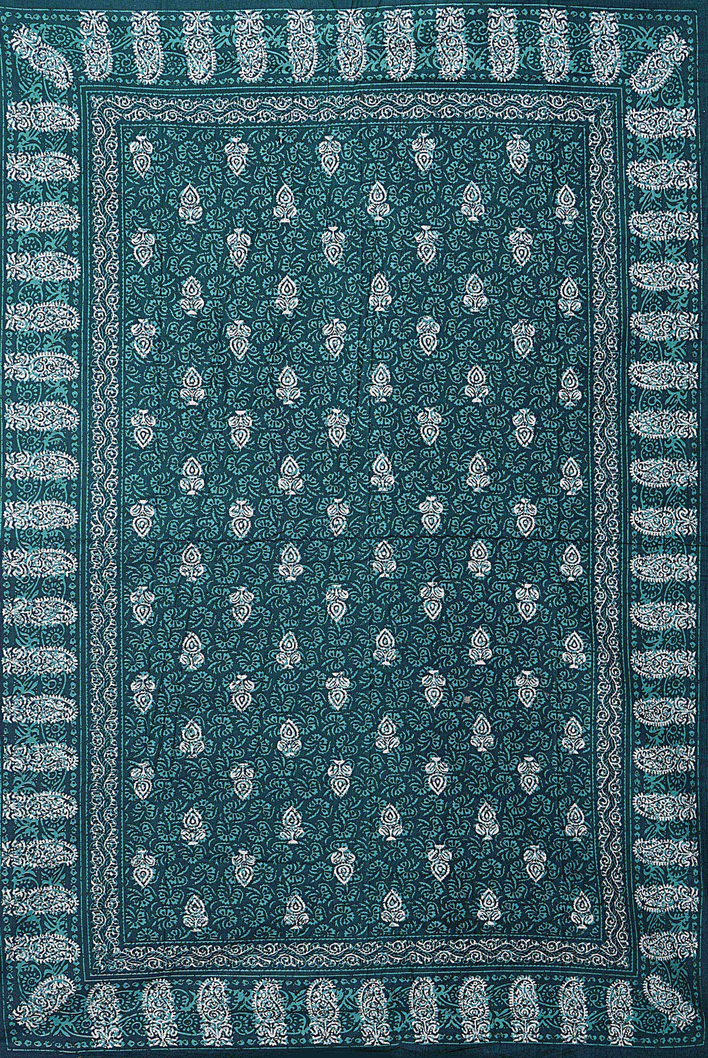 Sea Green Ethnic Motifs 180 TC Cotton Single Bedsheet with 1 Pillow Cover - BSB1099