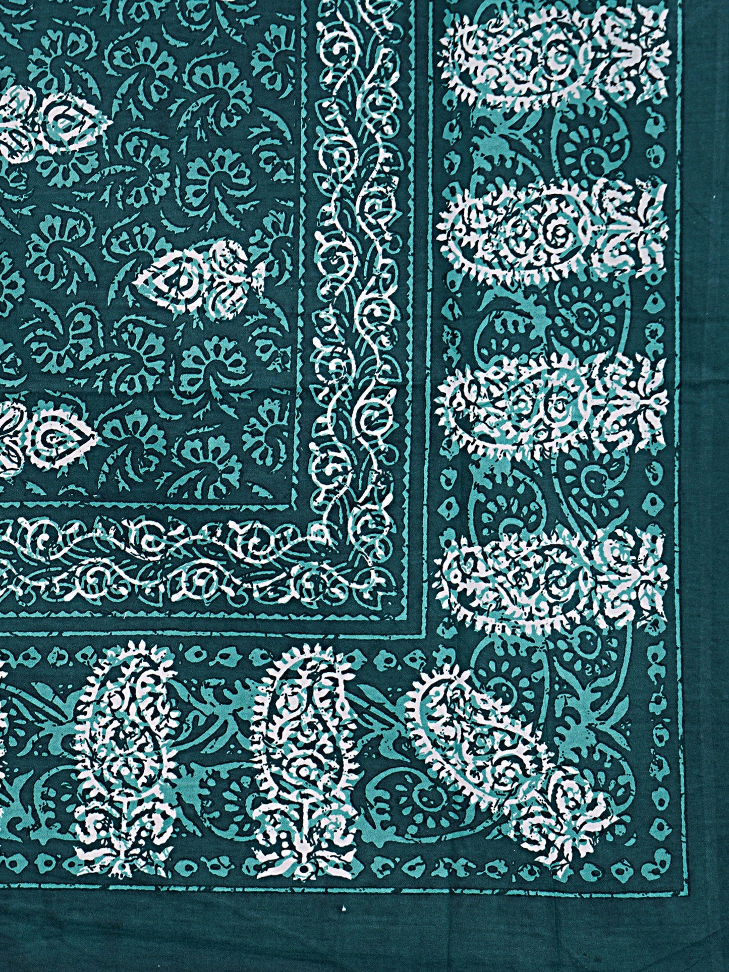 Sea Green Ethnic Motifs 180 TC Cotton Single Bedsheet with 1 Pillow Cover - BSB1099