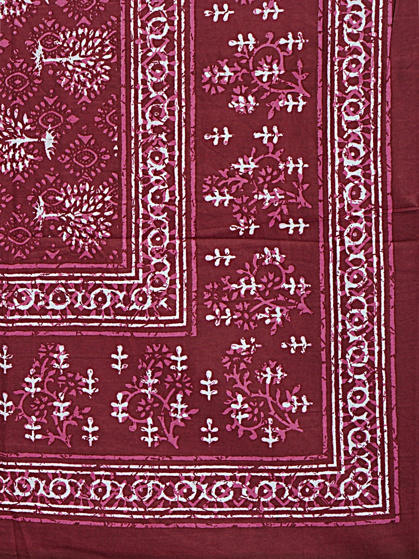 Burgundy Ethnic Motifs 180 TC Cotton Single Bedsheet with 1 Pillow Cover - BSB1102