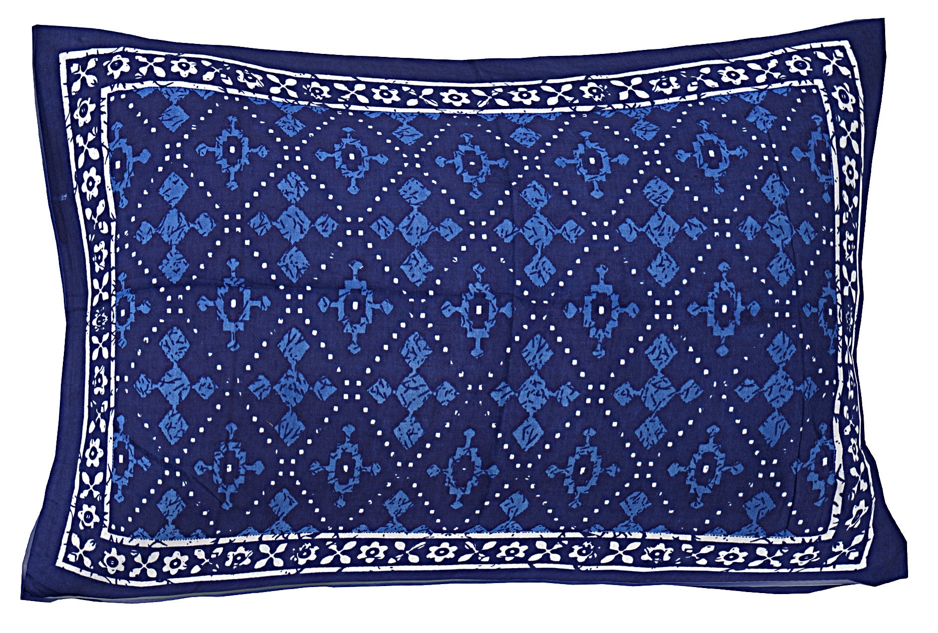 Blue Ethnic Motifs 180 TC Cotton Single Bedsheet with 1 Pillow Cover - BSB1115