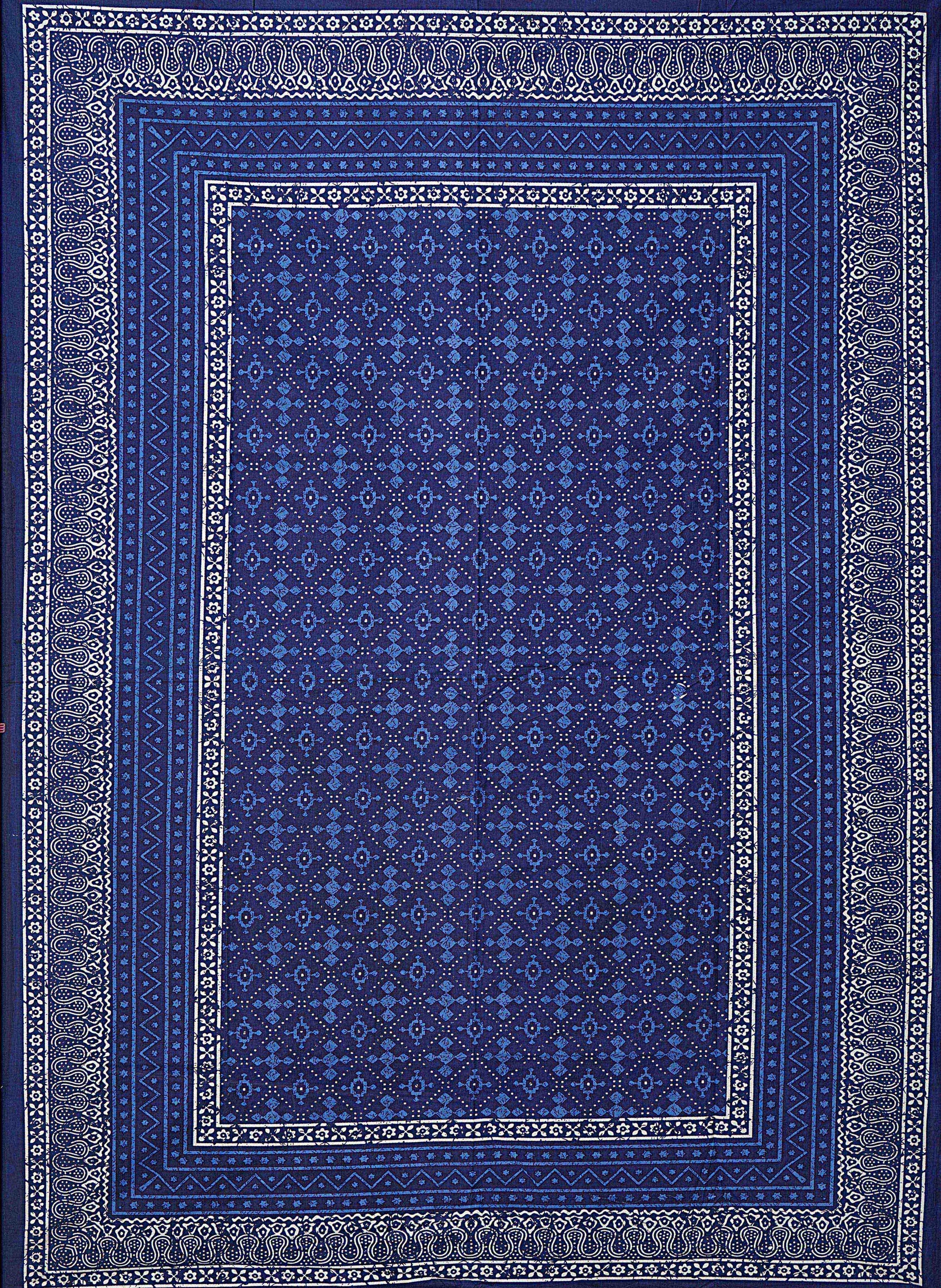 Blue Ethnic Motifs 180 TC Cotton Single Bedsheet with 1 Pillow Cover - BSB1115