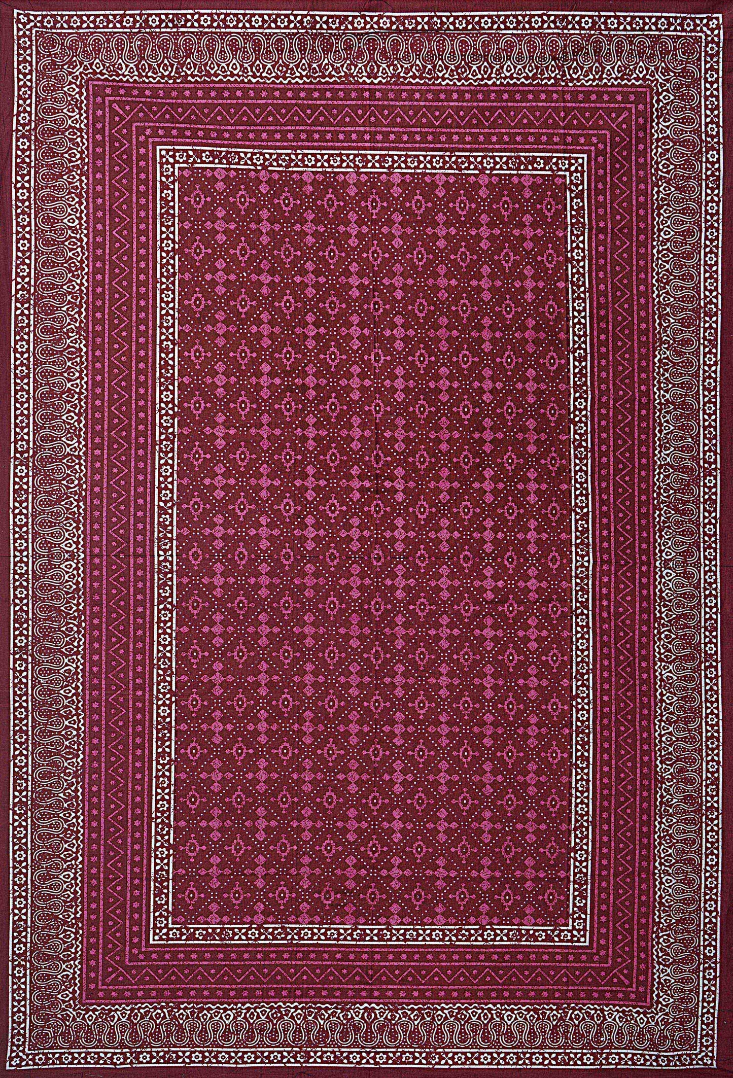 Burgundy Ethnic Motifs 180 TC Cotton Single Bedsheet with 1 Pillow Cover - BSB1116