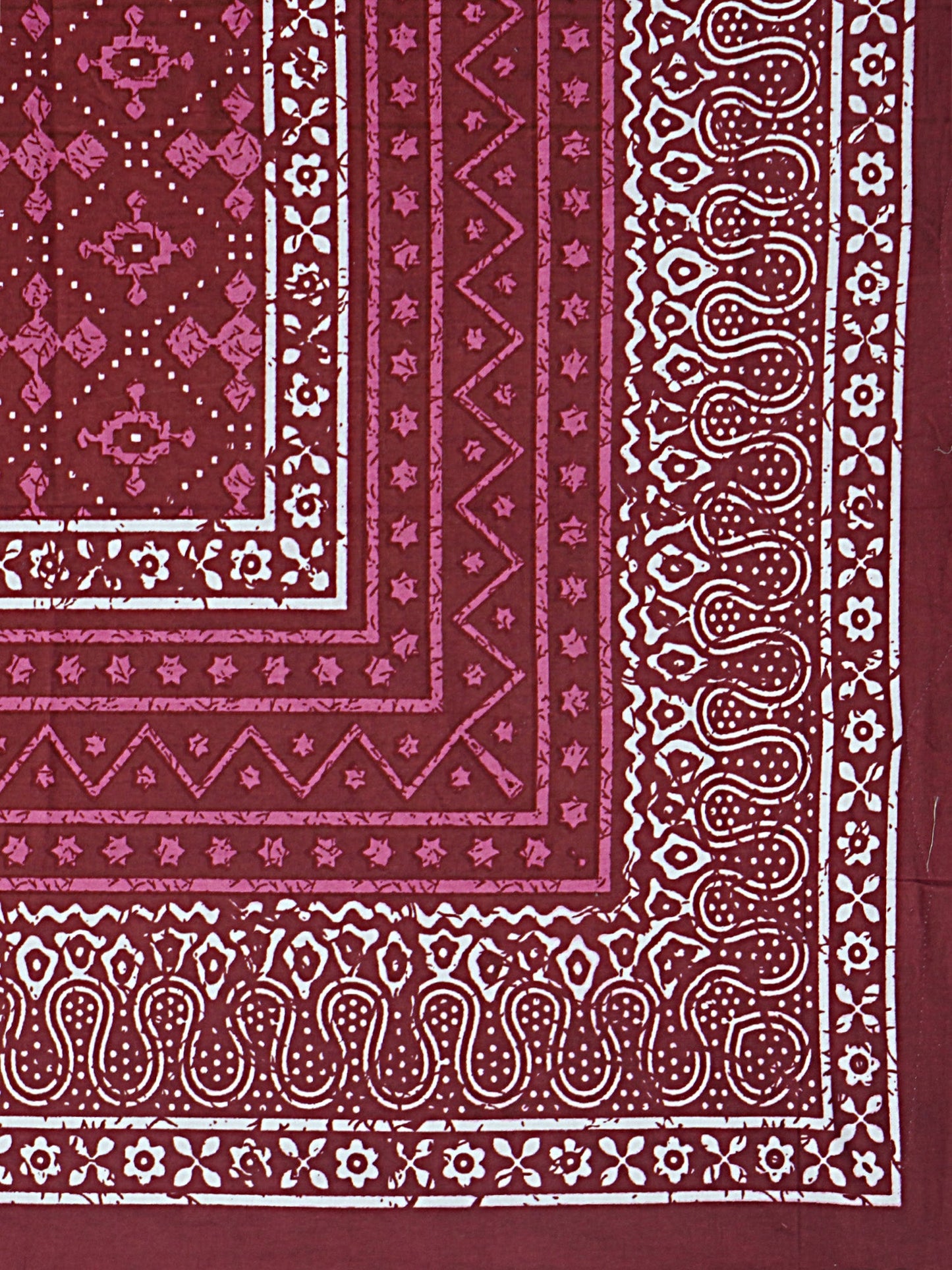 Burgundy Ethnic Motifs 180 TC Cotton Single Bedsheet with 1 Pillow Cover - BSB1116