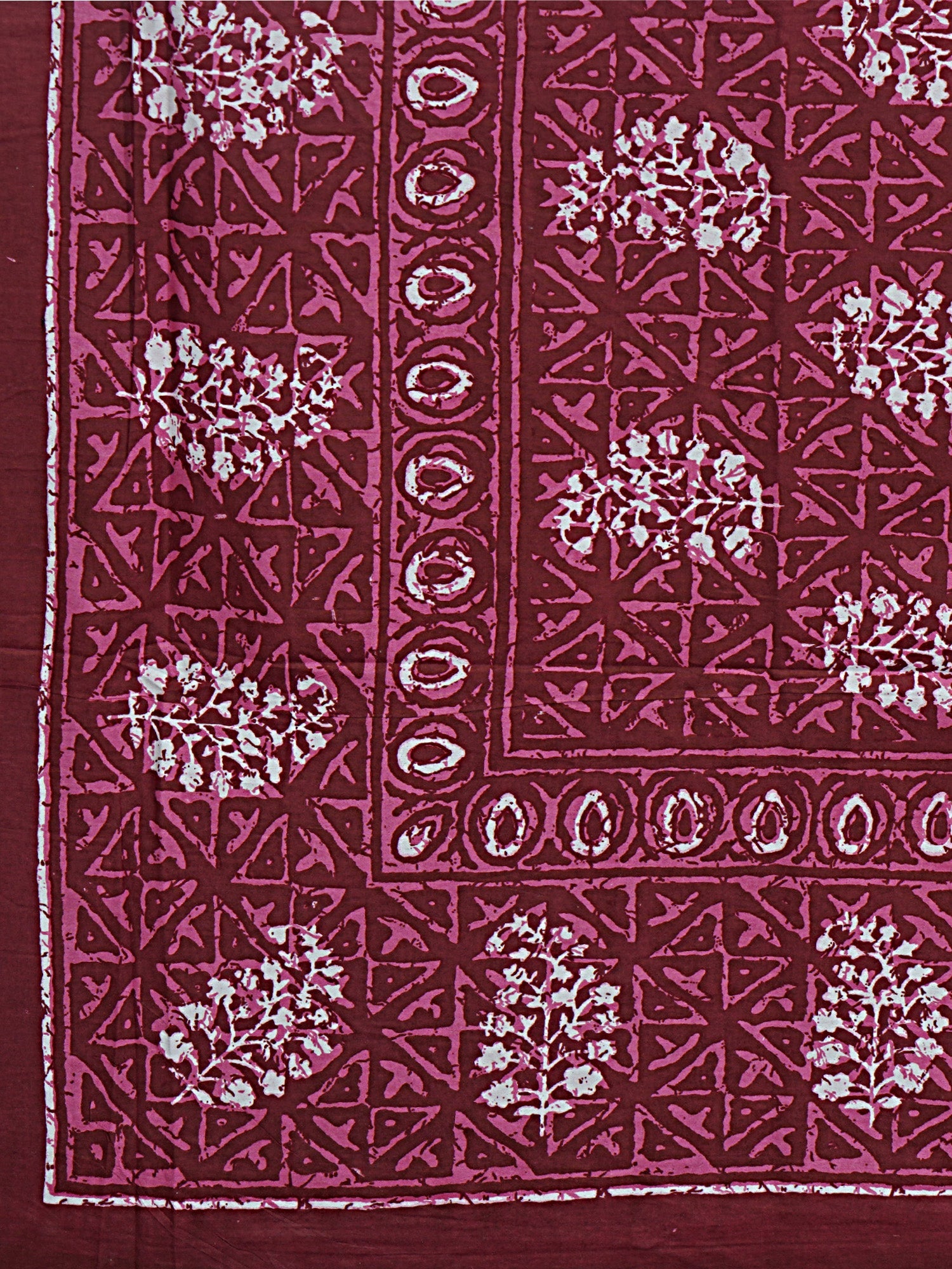 Burgundy Ethnic Motifs 180 TC Cotton Single Bedsheet with 1 Pillow Cover - BSB1121