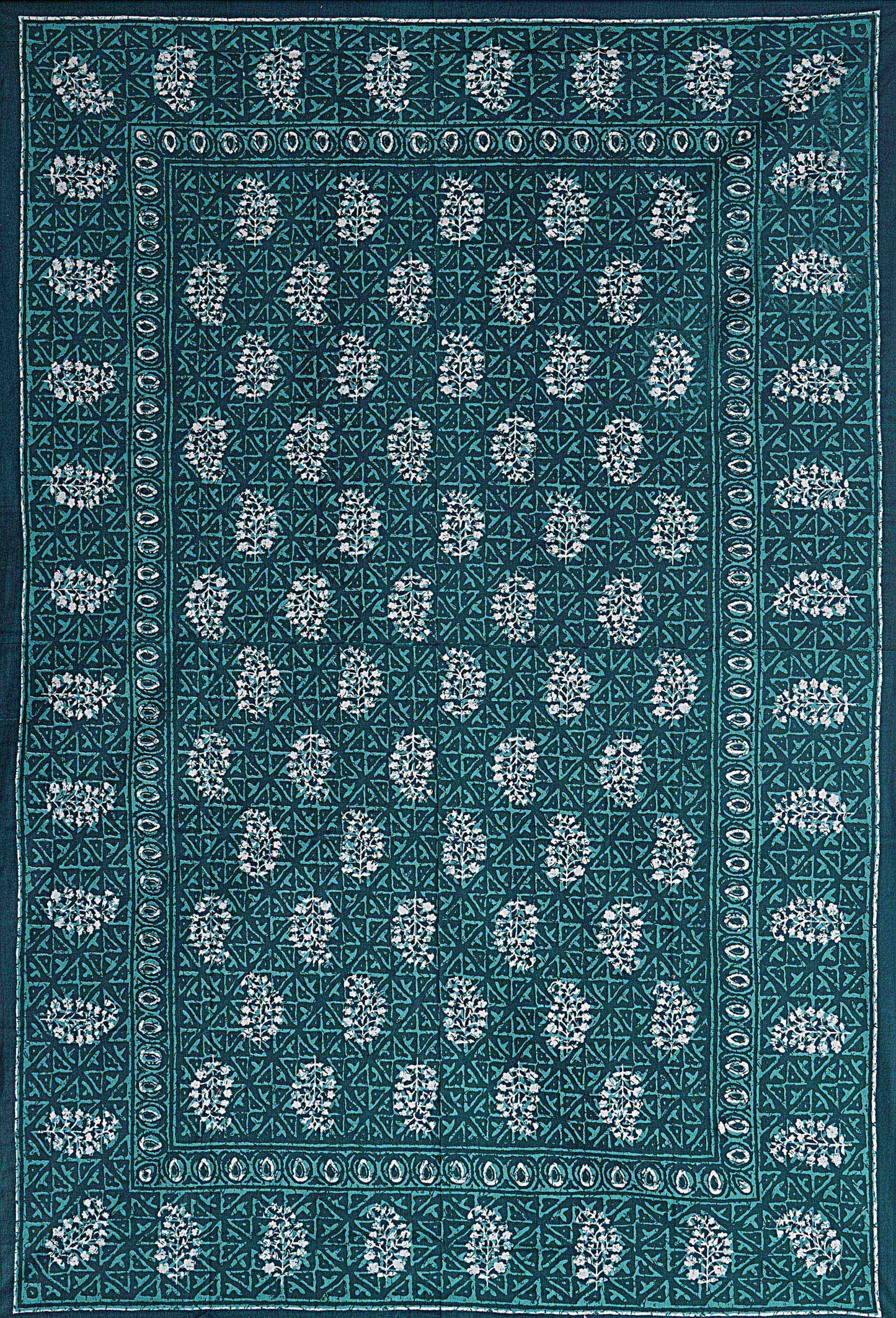 Sea Green Ethnic Motifs 180 TC Cotton Single Bedsheet with 1 Pillow Cover - BSB1122