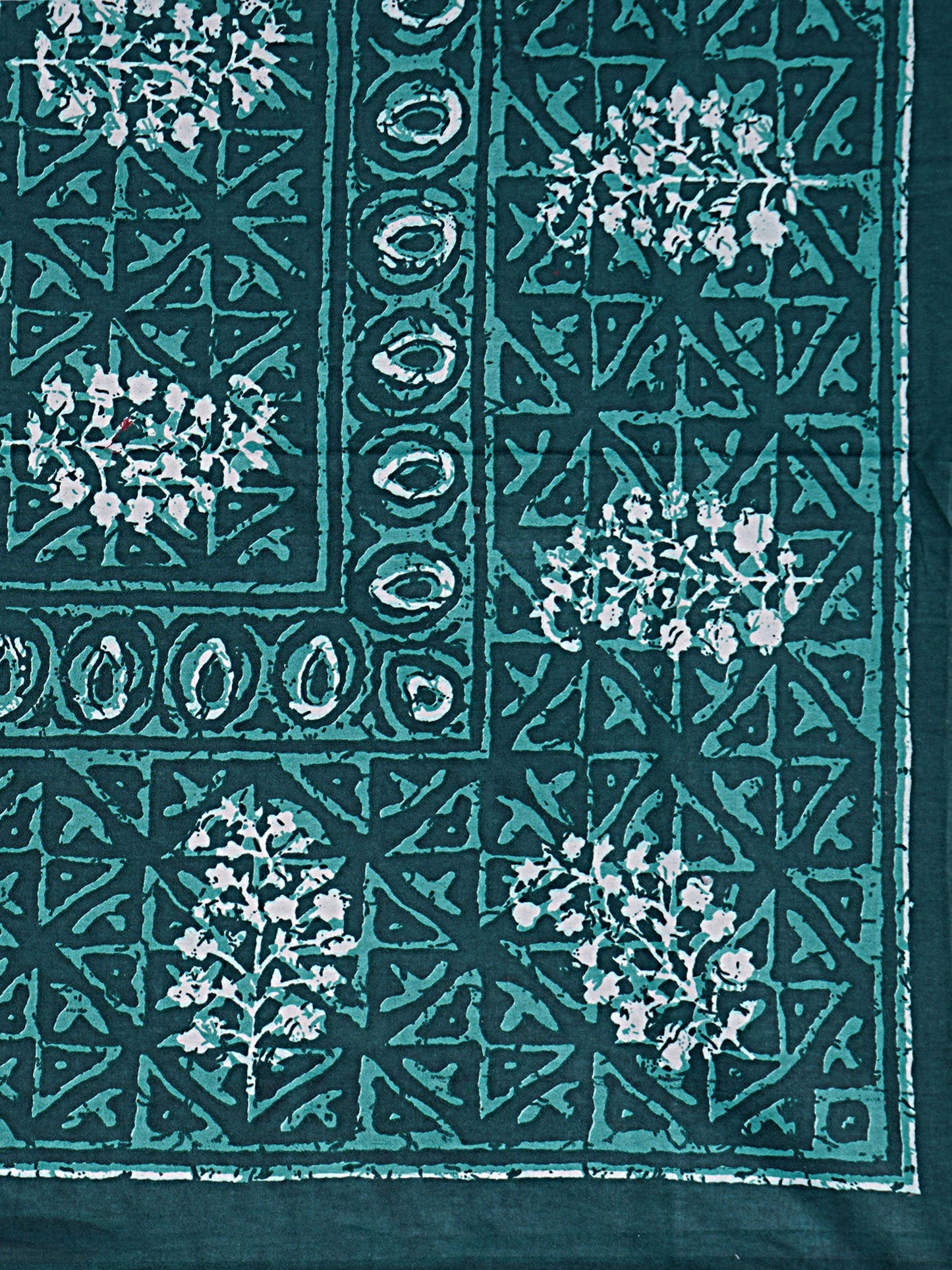 Sea Green Ethnic Motifs 180 TC Cotton Single Bedsheet with 1 Pillow Cover - BSB1122