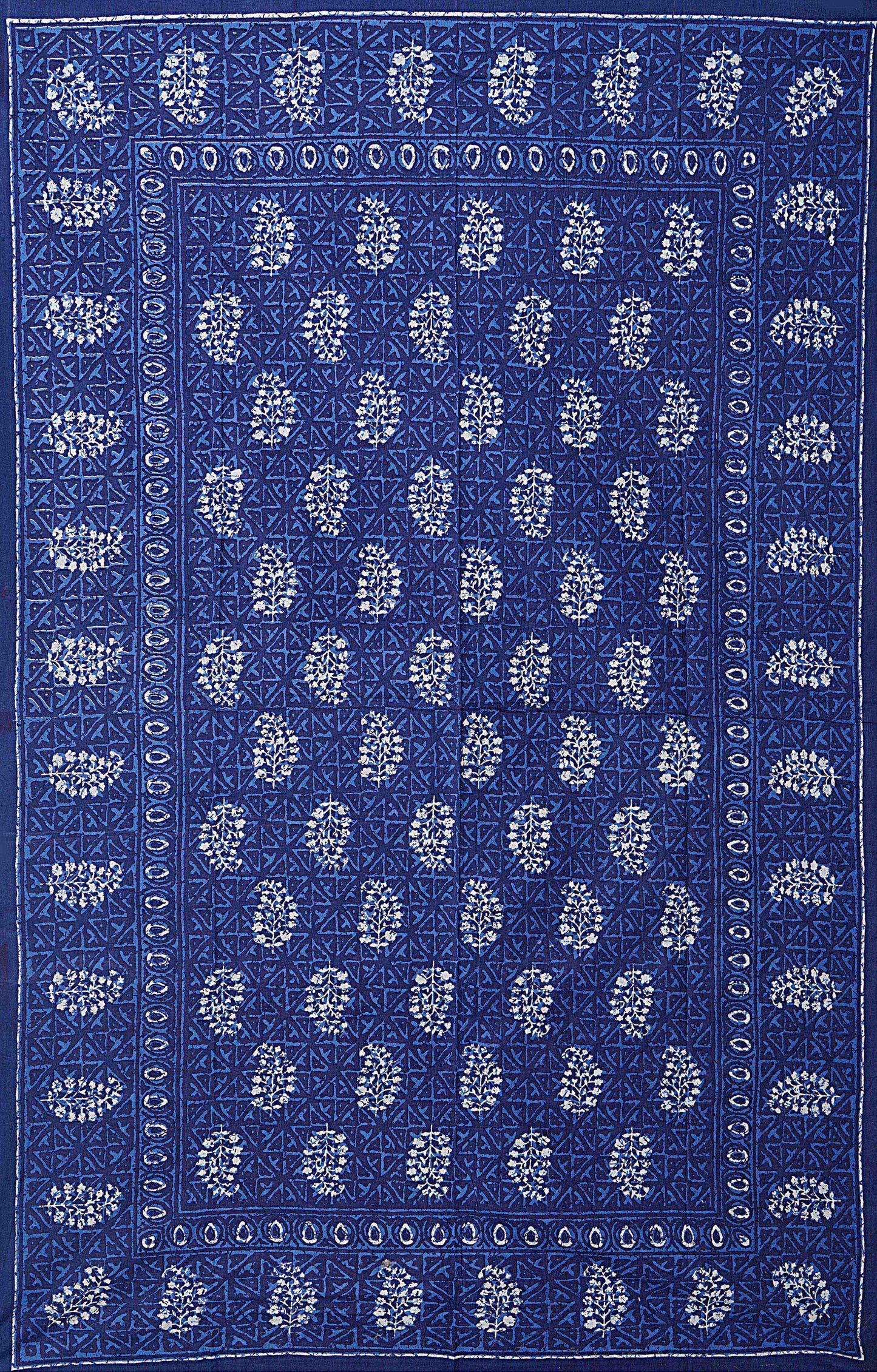 Blue Ethnic Motifs 180 TC Cotton Single Bedsheet with 1 Pillow Cover - BSB1123