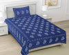 Blue Ethnic Motifs 180 TC Cotton Single Bedsheet with 1 Pillow Cover - BSB1123