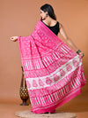 Fuscia Pink Block Bagru Printed Pure Cotton Saree - SHKM1015