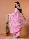 Taffy Pink Block Bagru Printed Pure Cotton Saree - SHKM1018