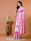 Taffy Pink Block Bagru Printed Pure Cotton Saree - SHKM1018