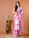 Taffy Pink Block Bagru Printed Pure Cotton Saree - SHKM1018