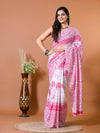 Taffy Pink Block Bagru Printed Pure Cotton Saree - SHKM1018