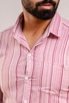 Men Purple Striped Printed Full Sleeves Casual Cotton Shirt-FrionKandy