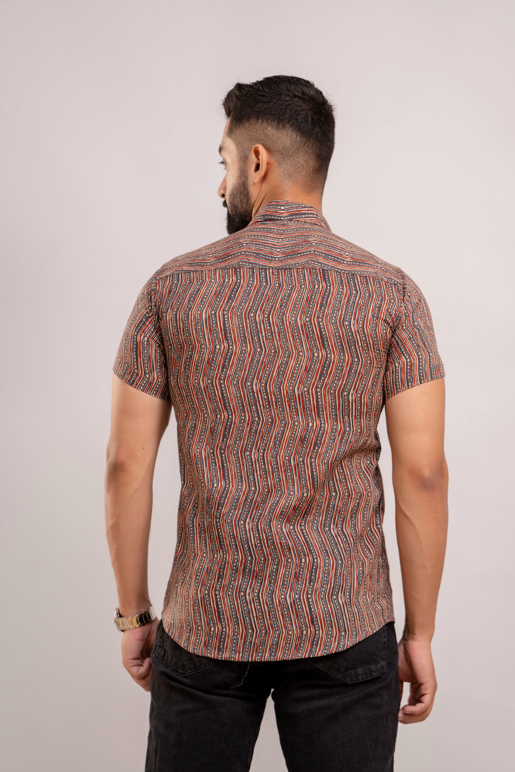 Men Multi Ethnic Printed Short Sleeves Casual Cotton Shirt-FrionKandy