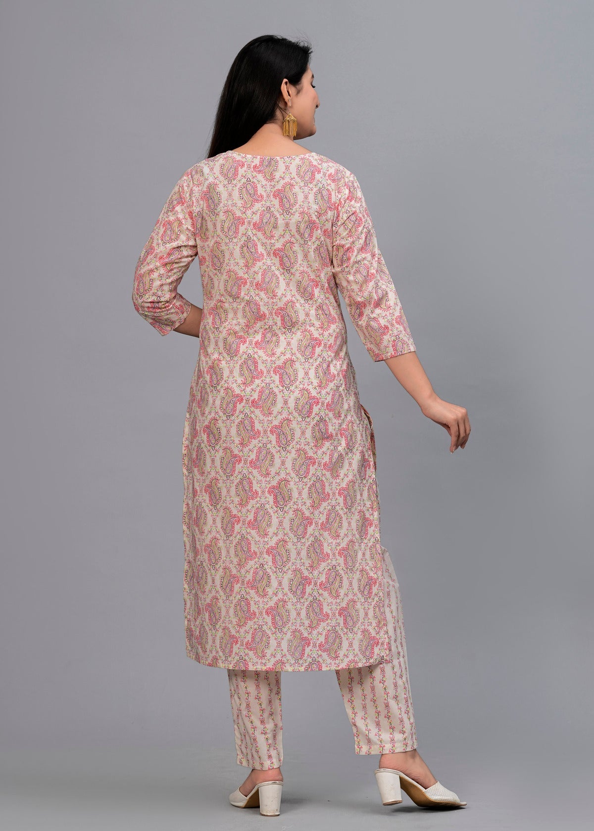 Pink Paisley Gotta Patti Kurta with Trousers & Dupatta