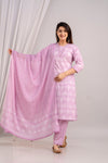 Women Lavender Paisley Printed Kurta with Trousers & Dupatta