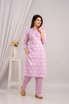 Women Lavender Paisley Printed Kurta with Trousers & Dupatta