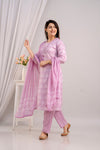 Women Lavender Paisley Printed Kurta with Trousers & Dupatta