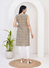 Women Brown Chevron/Zig Zag Pure Cotton Straight Kurti