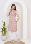 Women Multicolor Chevron/Zig Zag Pure Cotton Straight Kurti