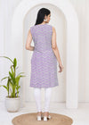 Women Purple Chevron/Zig Zag Pure Cotton Straight Kurti