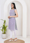 Women Purple Chevron/Zig Zag Pure Cotton Straight Kurti