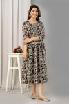 Pink Floral Print Flared Maternity Maxi Dress