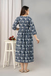 Blue Floral Print Flared Maternity Maxi Dress