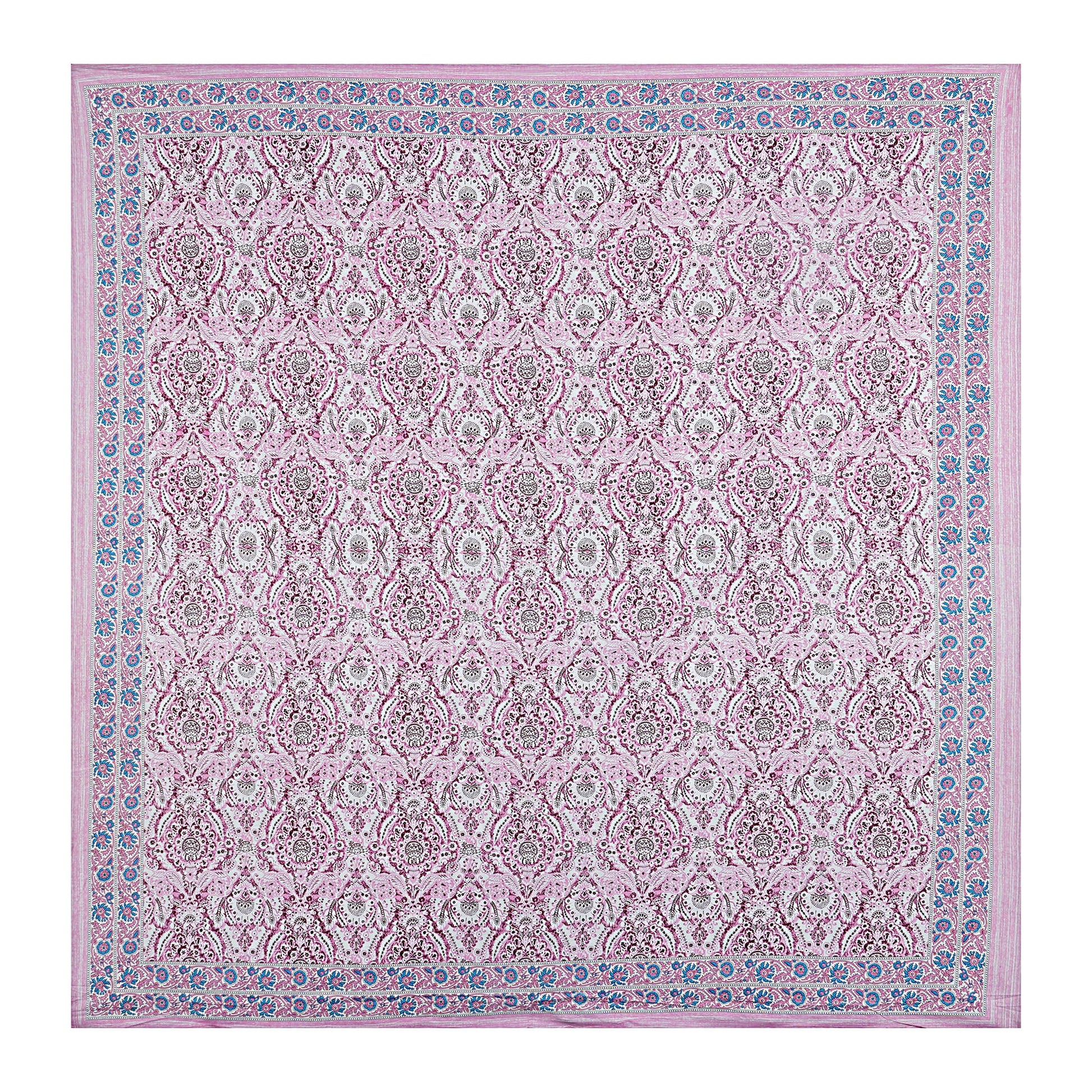 Pink Abstract Print 240 TC Cotton Double Bed Sheet With 2 Pillow Covers (SHKV1051)-FrionKandy