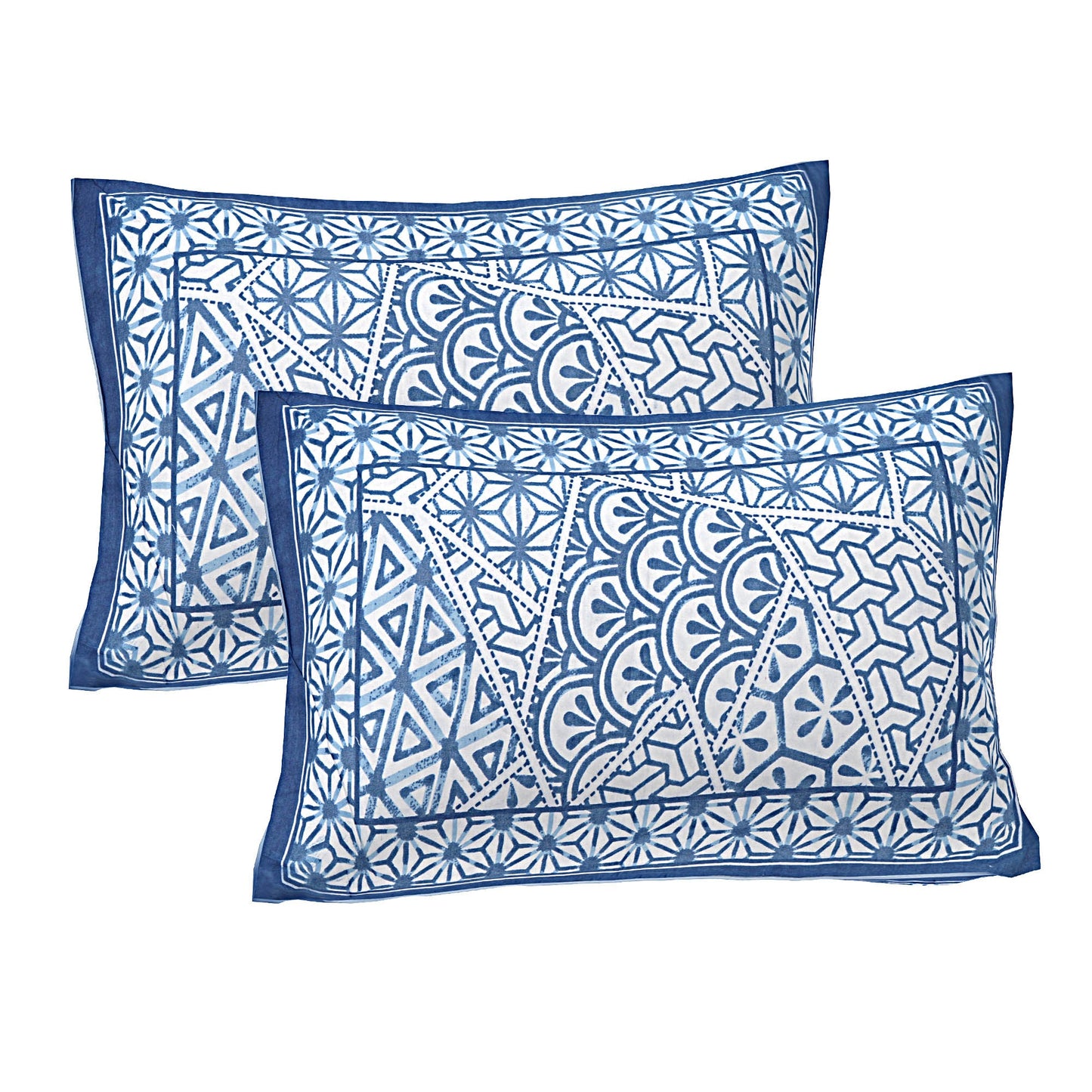 Blue Abstract Print 240 TC Cotton Double Bed Sheet With 2 Pillow Covers (SHKV1058)-FrionKandy